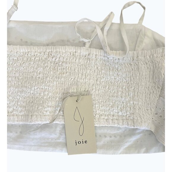 Joie White Eyelet Crop Top & Skirt Set Size L 100% Linen Sleeveless Boho Chic - Picture 12 of 13